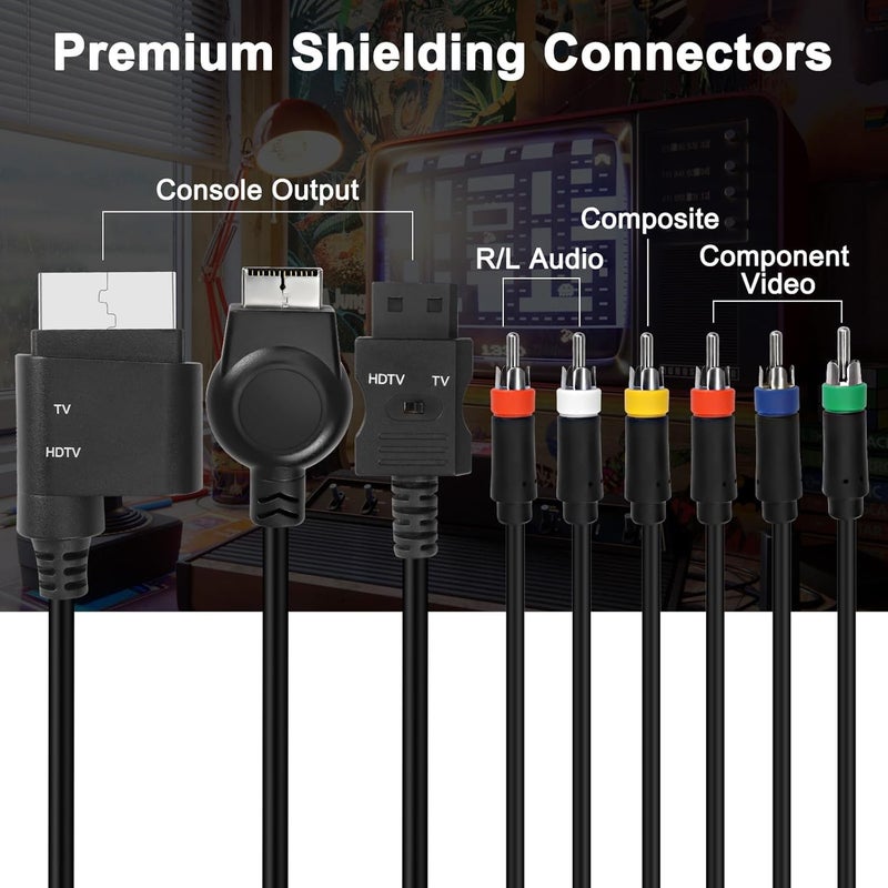 XMSJSIY كابل PS2 PS3 RCA AV HDTV متوافق مع Xbox 360 / WII محول صوت وصورة YPbPr إلى HDTV EDTV 3 في 1-1.8م - Image 3